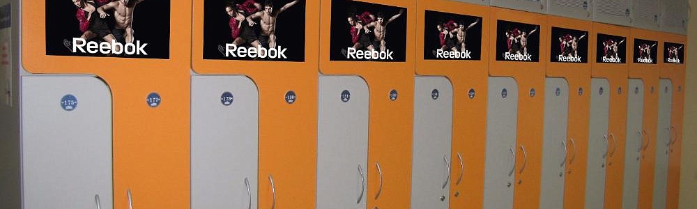 Размещение печатной рекламы на шкафчиках в фитнес-клубах
